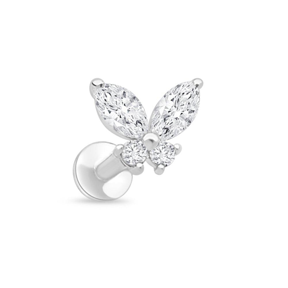 14k White Gold Fluttering Butterfly Flat Back Stud Earrings - Elegant & Dainty Jewelry for Women, Perfect for Everyday Wear, Parties & Special Occasions