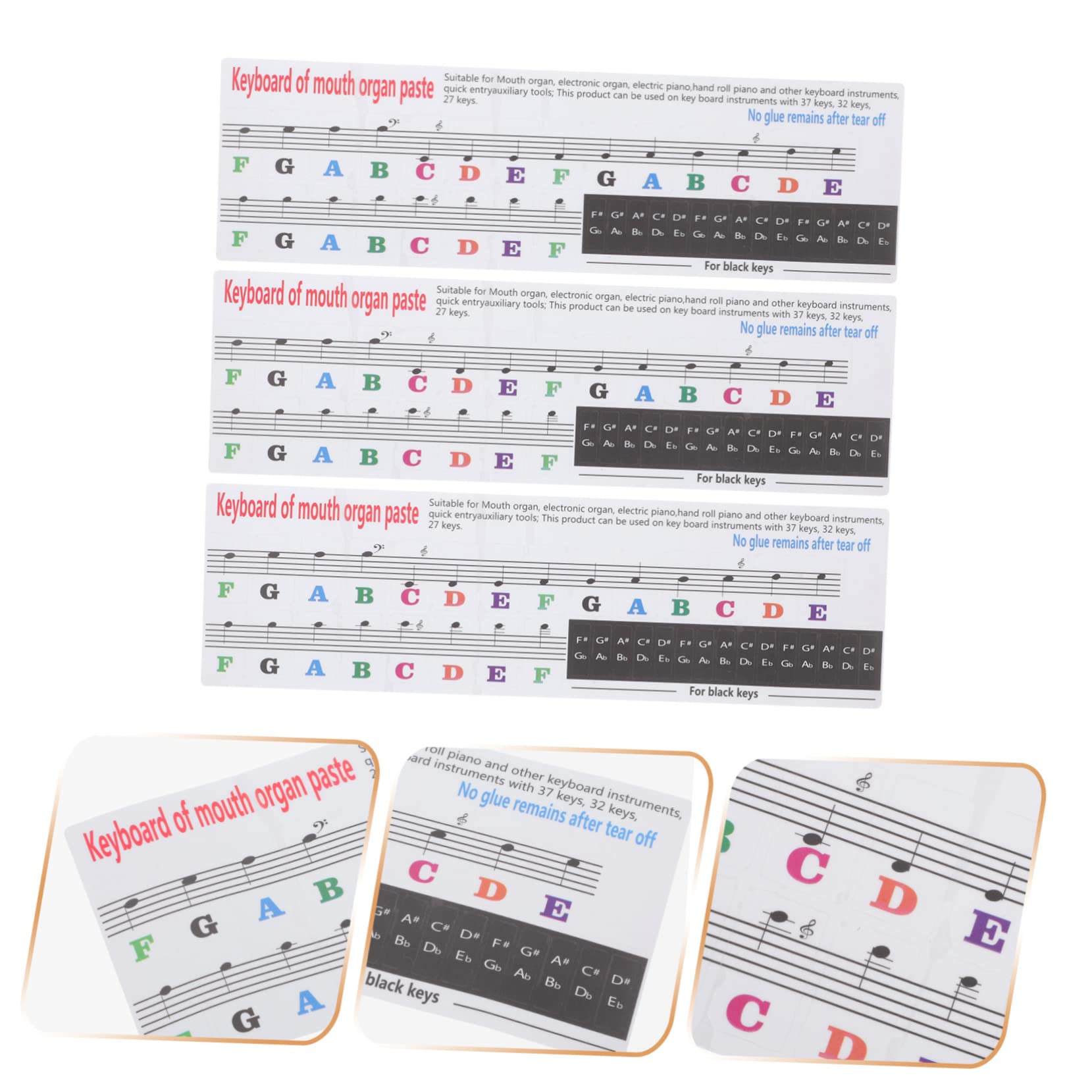 SUPVOX 6-Piece Piano Key Stickers for 32-Key Keyboard - PVC Harmonica Letter Stickers for Melodica, Organ & Music Instruments - Perfect for Beginners, Kids & Music Lessons