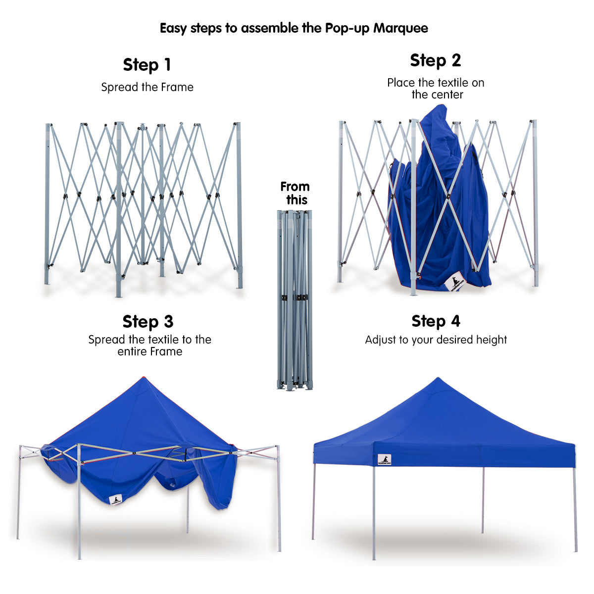 Wallaroo 3x3 Pop Up Gazebo Tent - Portable Outdoor Canopy for Patio, Backyard, Camping & Picnics - Blue