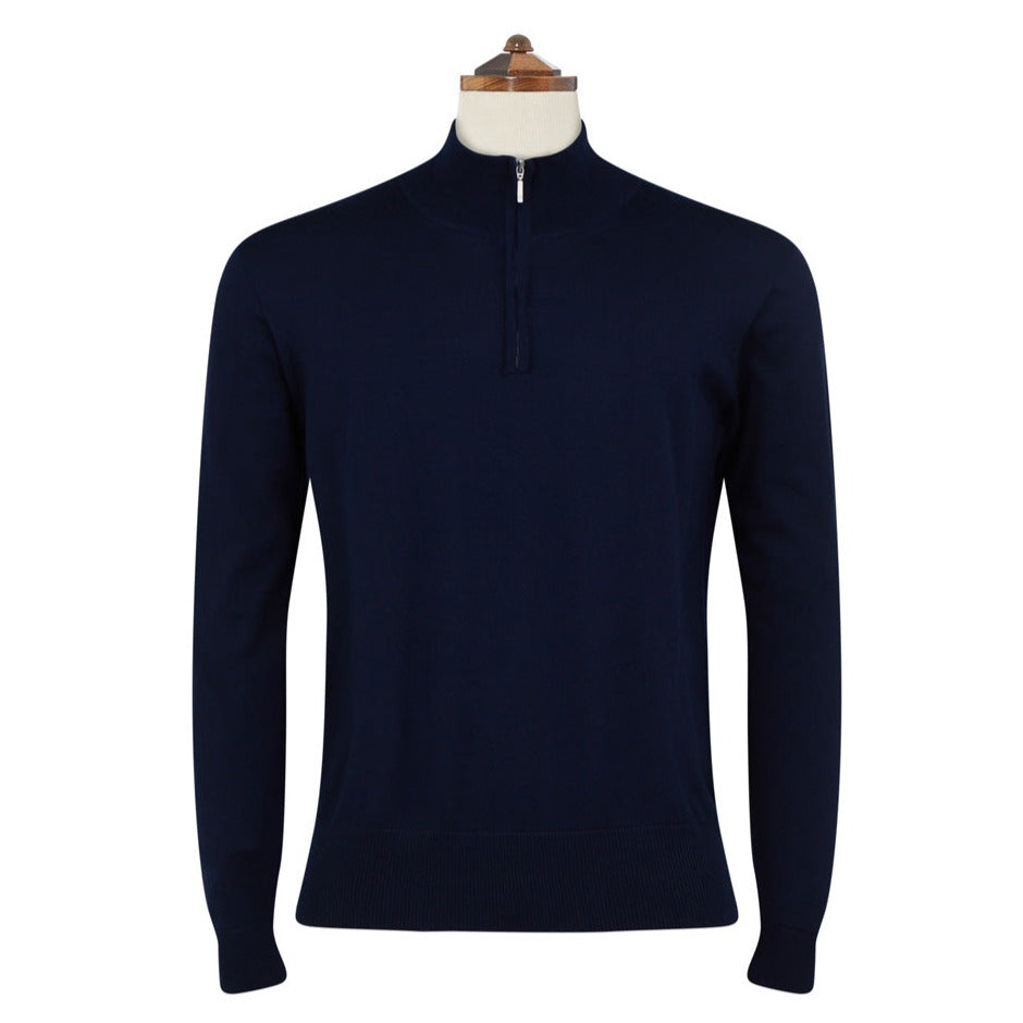 Kayden Navy Half Zip Long Sleeve Pullover for Men - Lightweight Fleece Sweatshirt for Outdoor Activities, Hiking & Casual Wear