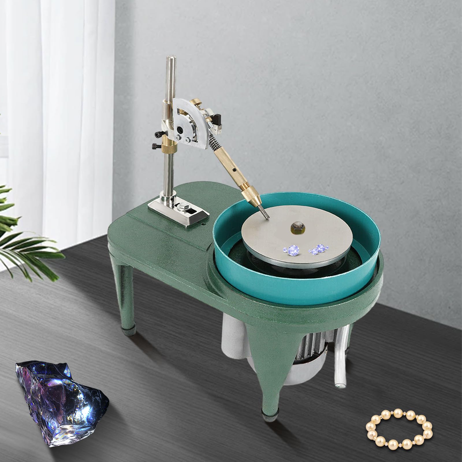 Professional Gem Faceting Machine - 180W 110V Jewelry Polisher with Angle Adjustment & Faceted Manipulator for Jade, Gemstones & Crystal Grinding | Perfect for Jewelry Making, Lapidary & DIY Crafting