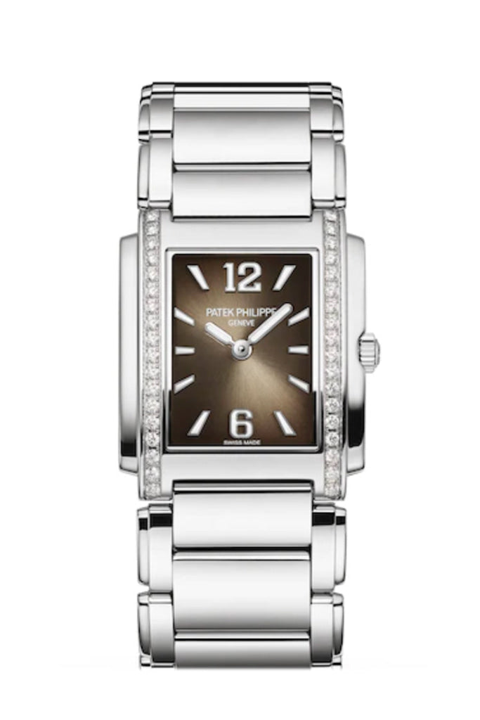 Patek Philippe Twenty-Four 30mm Ladies Watch 4910/1200A-010 with Gray Sunburst Dial - Luxury Dress Watch for Women, Perfect for Formal Events & Special Occasions