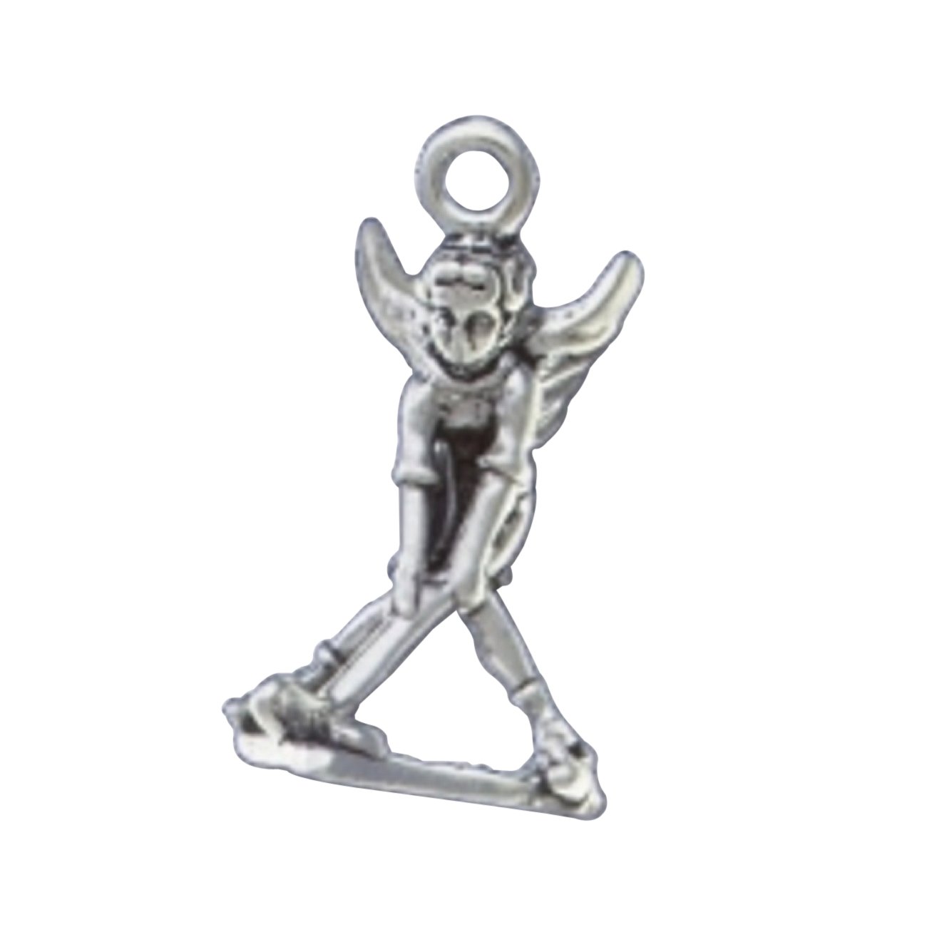 Sterling Silver Men's & Women's 1.5mm Box Chain Necklace with 3D Angel Wings Hockey Player Pendant - Perfect Gift for Hockey Fans & Sports Enthusiasts
