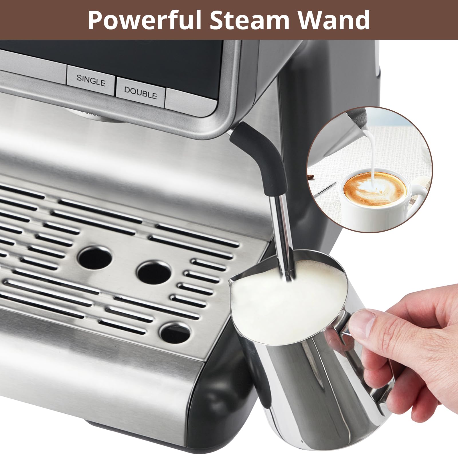 Premium 20 Bar Espresso Machine with Built-in Grinder & Milk Frother - Automatic Coffee Maker for Home Baristas, Perfect for Cappuccinos & Lattes - Ideal Gift for Coffee Lovers (Dad, Mom) - Great for Home Kitchens, Offices & Coffee Shops