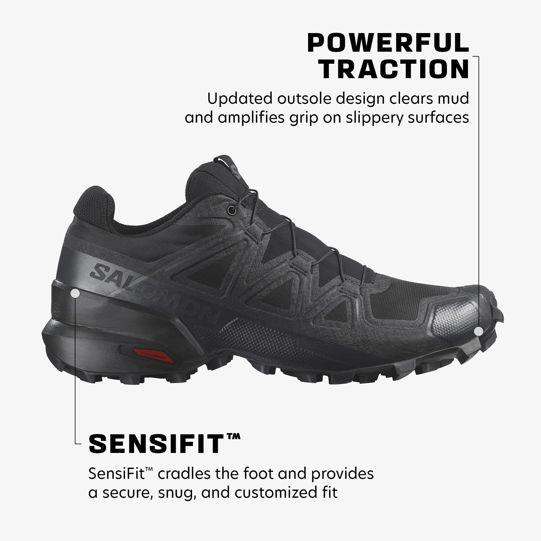 Salomon Men's Speedcross 5 GTX Hiking Shoes - Waterproof Trail Running Shoes for Men, Lightweight & Durable Outdoor Hiking Boots - Perfect for Mountain Trekking, Trail Running & Outdoor Adventures
