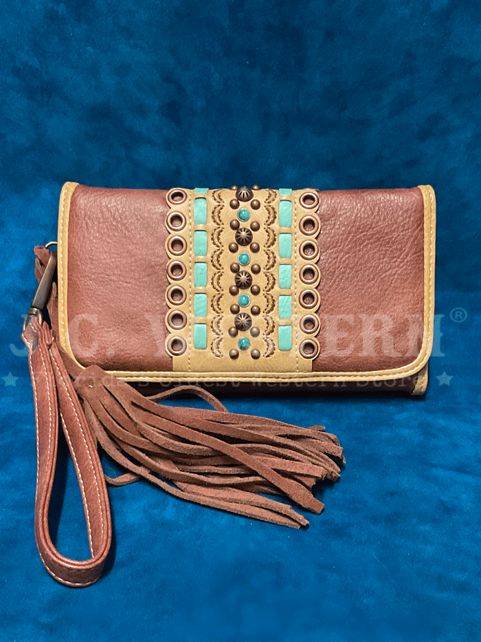 Nocona Women's Laney Clutch Wallet - Genuine Leather Crossbody Purse with RFID Protection for Everyday Use, Travel & Shopping (Brown)
