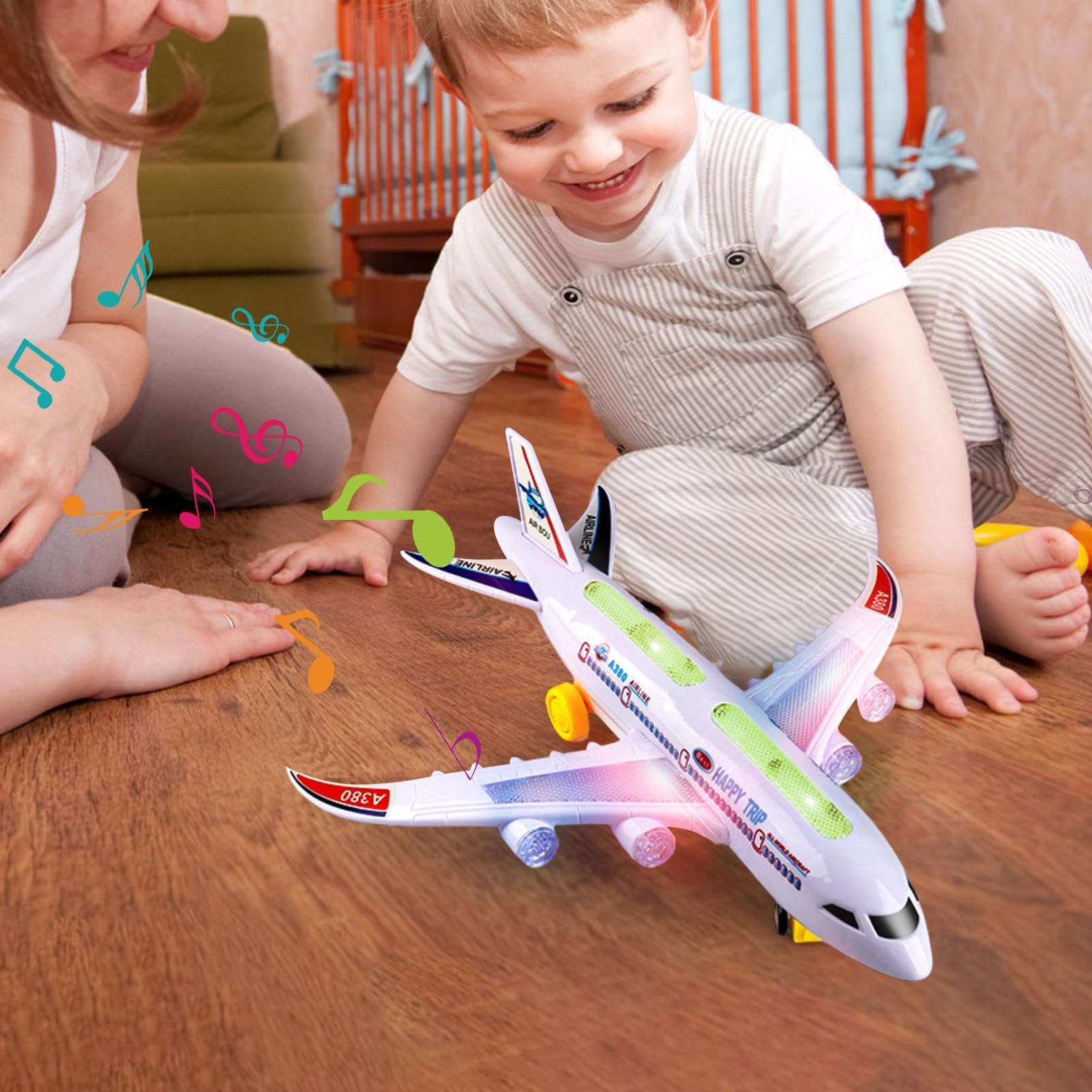 **Airplane Toys for Toddlers - Light Up & Sound Plane with Bump & Go Action, DIY Self-Assembly Toy for Boys & Girls Ages 3+ - Perfect for Pretend Play, Birthday Gifts & Early Learning Fun**