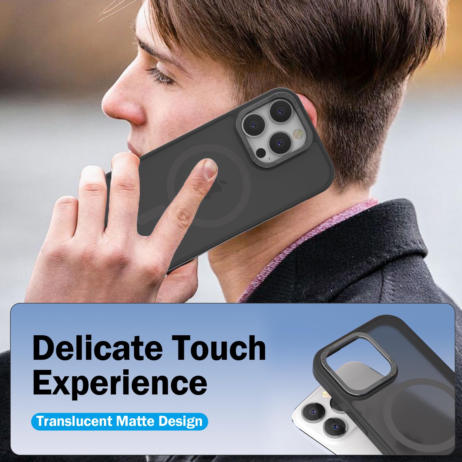 KSWOUS Magnetic Slim Matte Shockproof Phone Case for iPhone 16 Pro Max - Compatible with MagSafe, Includes 2X Privacy Screen Protectors (Black) | Perfect for Everyday Protection & Wireless Charging