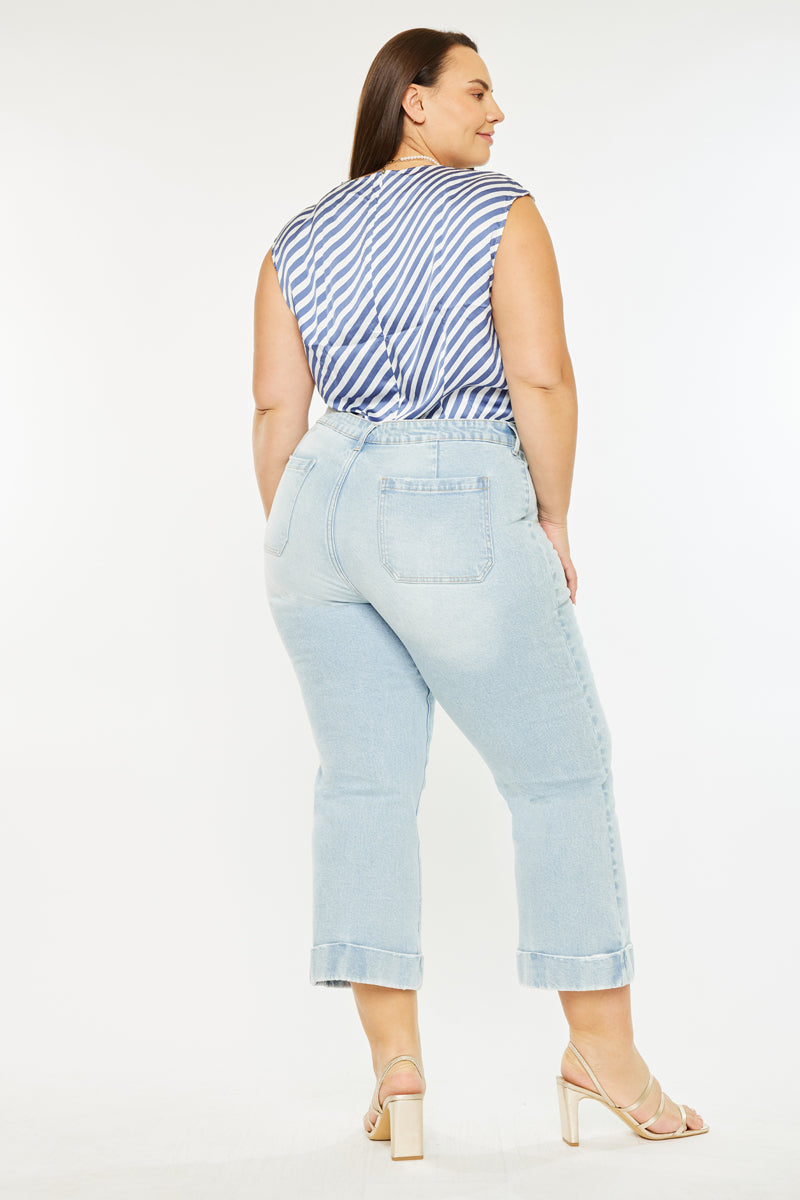 Abigail High Rise Cropped Flare Jeans for Women - Plus Size Stretch Denim Pants - Perfect for Casual Wear & Date Nights