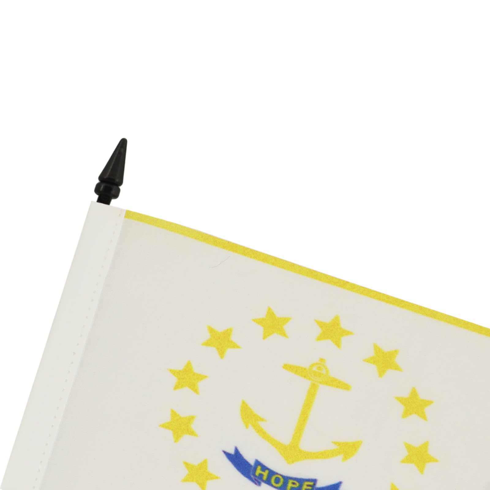 4x6 Inch Rhode Island State Table Flag - 15x10 cm Mini Desk Flag with Black Plastic Stick & Base | Perfect for Office Decor, School Projects & Patriotic Displays | by AZ FLAG