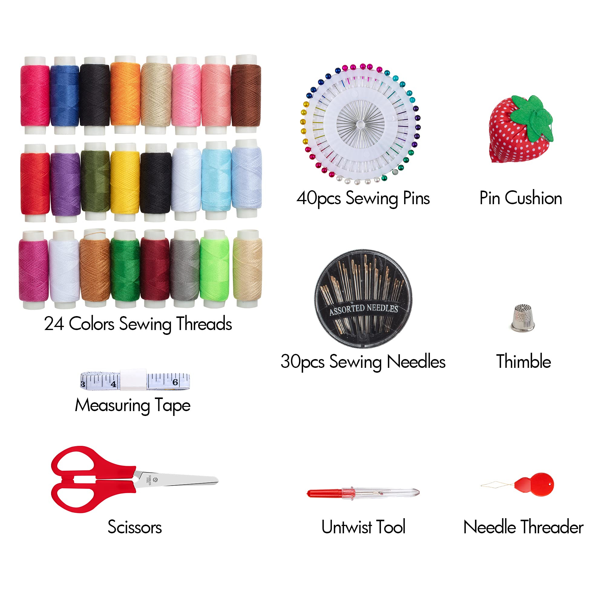 Portable Sewing Kit with 24 Threads & 30 Needles - Travel & Home Repair for Adults & Kids - Dusty Rose