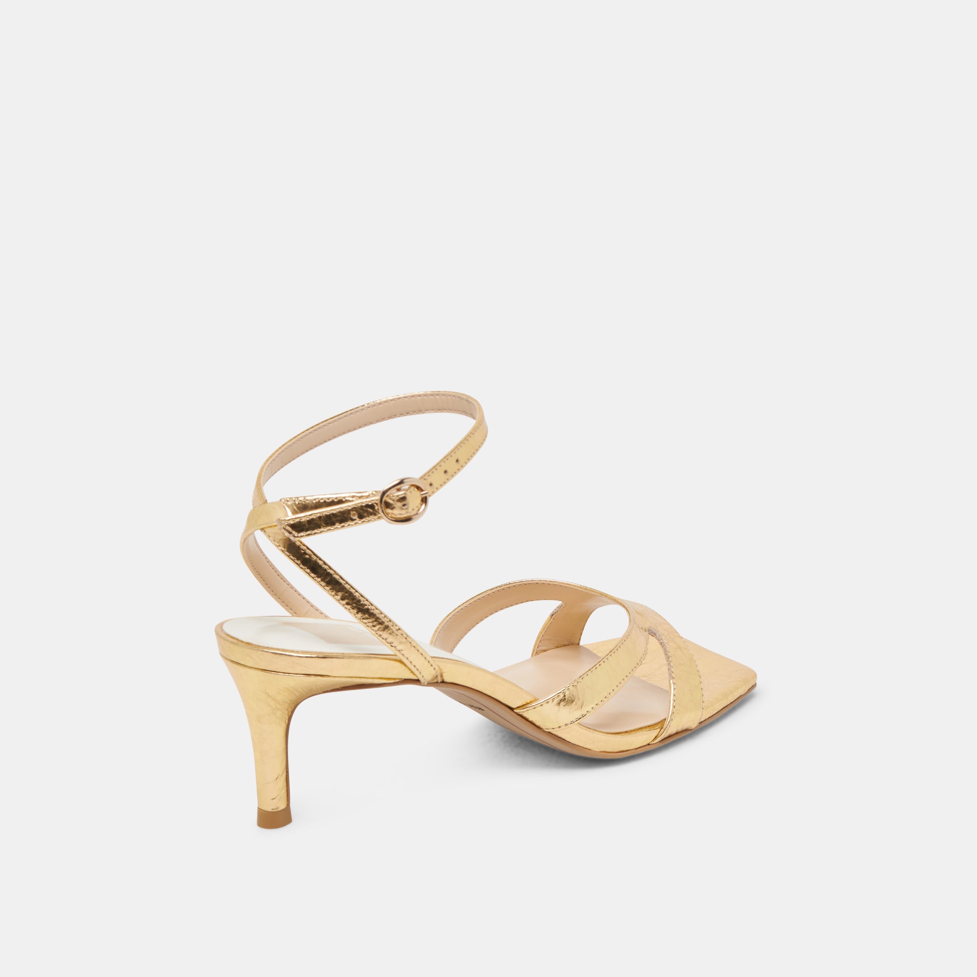 BECKI Women's Gold Distressed Leather Heels - Stylish High Heel Pumps for Party, Wedding & Evening Events