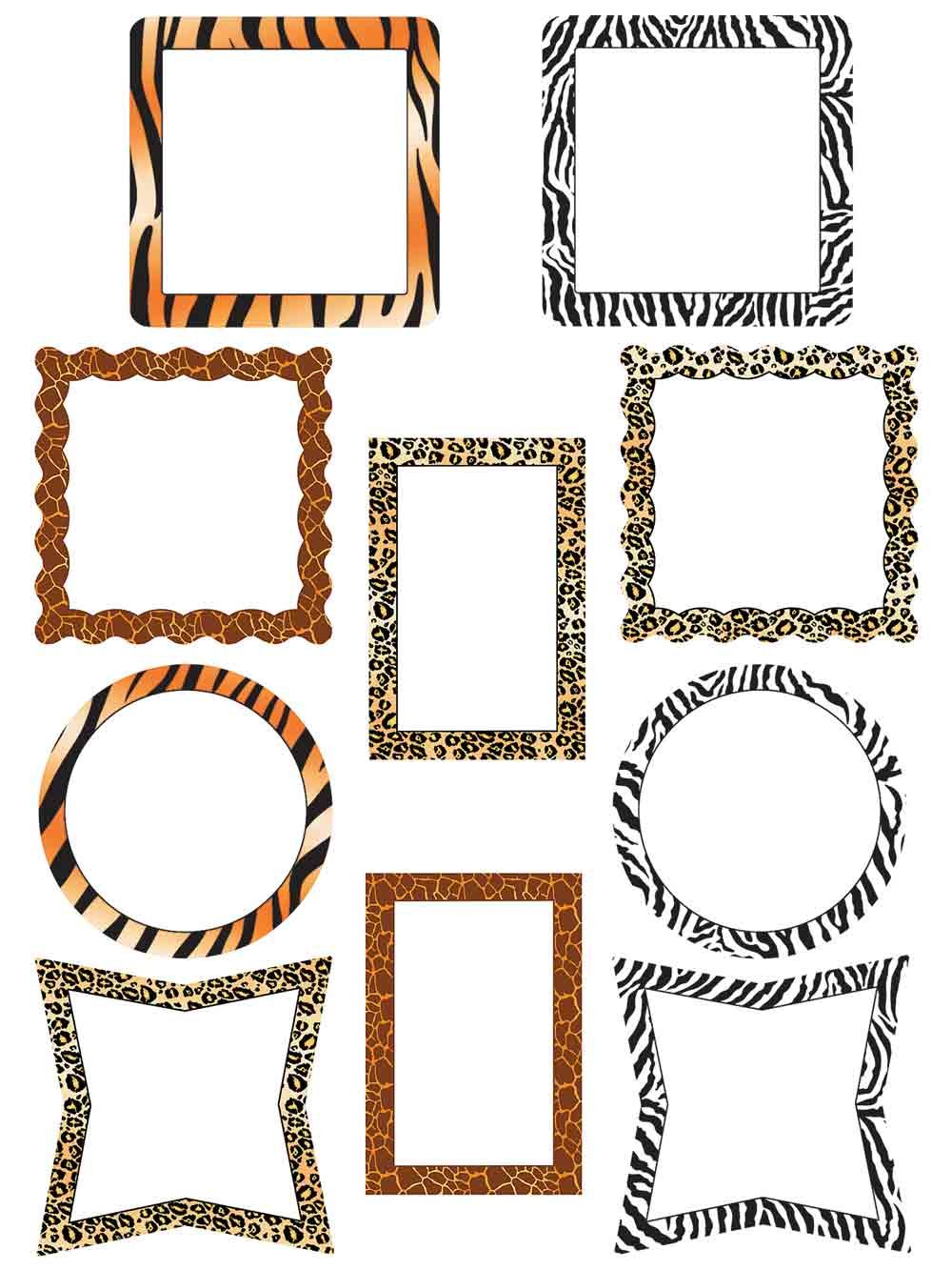 Teacher Created Resources Animal Prints Picture Frame Accents (5098) - Perfect for Classroom Decor, Bulletin Boards & DIY Scrapbooking Projects