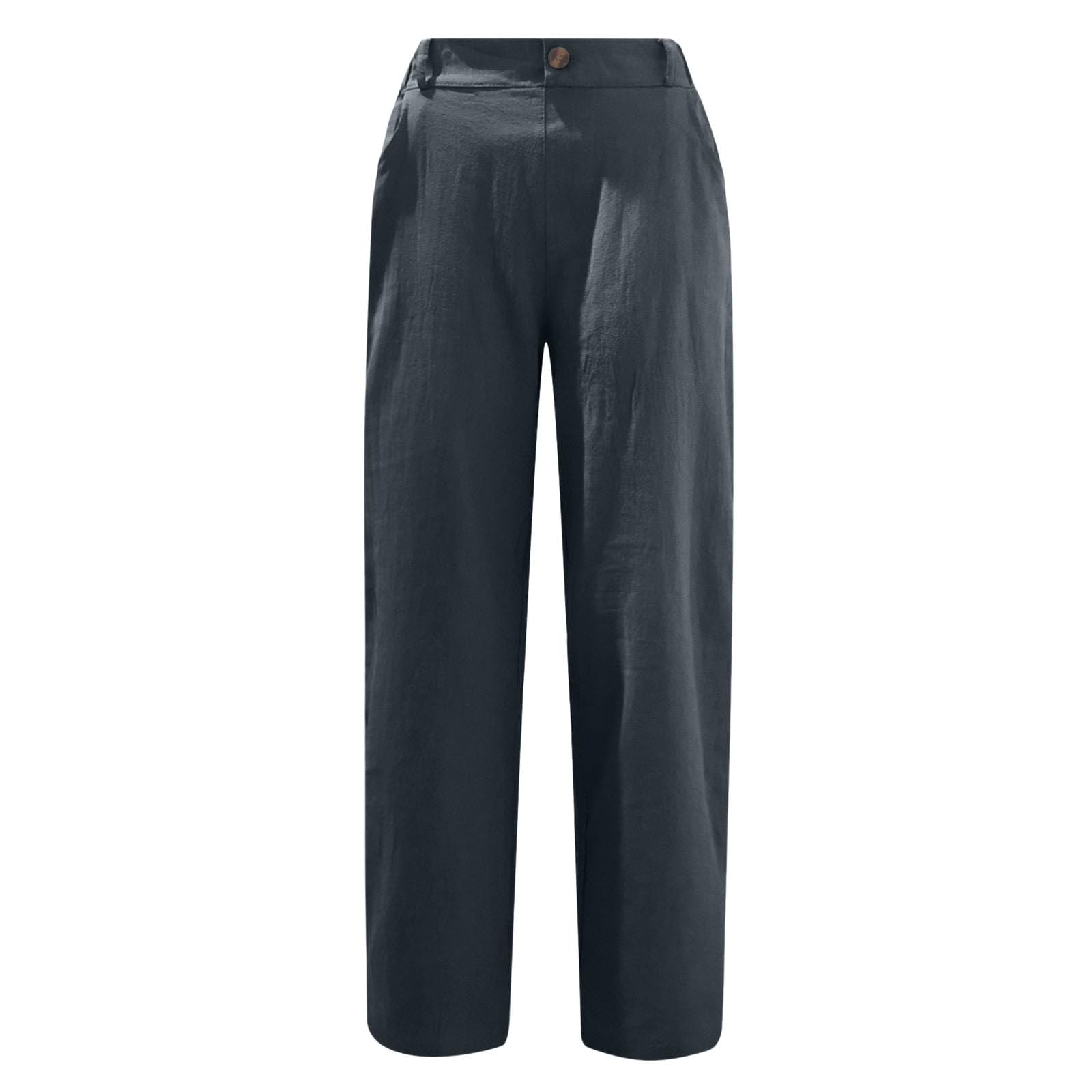 Lastesso Women's Linen Pants - High Waist Straight Leg Summer Capris | Vintage Cotton Linen Lounge Pants for Women | Casual, Travel & Home Wear | Prime Clearance Deal