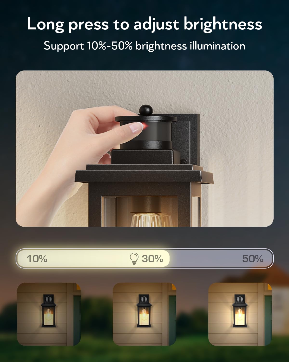VIANIS Motion Sensor Outdoor Lights - 2 Pack Black Waterproof Exterior Lights with Dusk to Dawn Sensor, Adjustable Brightness & Detection Range - Perfect for Garage, Patio, Doorway, Porch & House Security Lighting