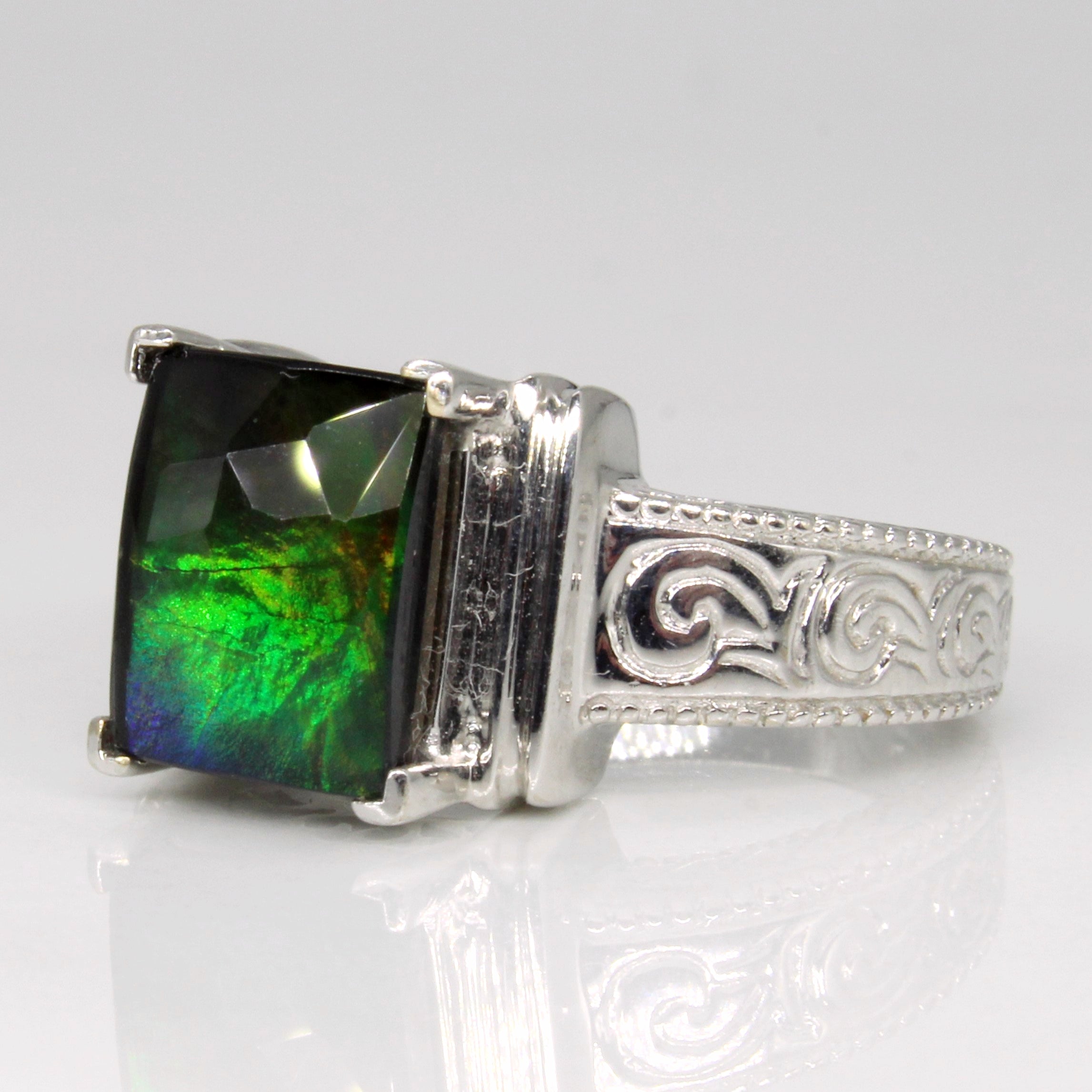 1.72ct Ammolite Cocktail Ring - Size 7 | Unique Gemstone Jewelry for Women | Perfect for Evening Parties & Special Occasions