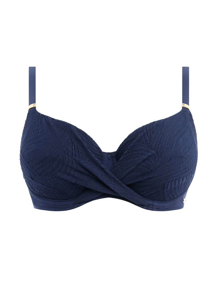 Fantasie Women's Ottawa Underwire Wrap Full Cup Bikini Swim Top - Supportive Plus Size Swimwear for Women, FS6355, Ink Blue, 32D - Perfect for Beach Vacations, Pool Parties & Summer Getaways