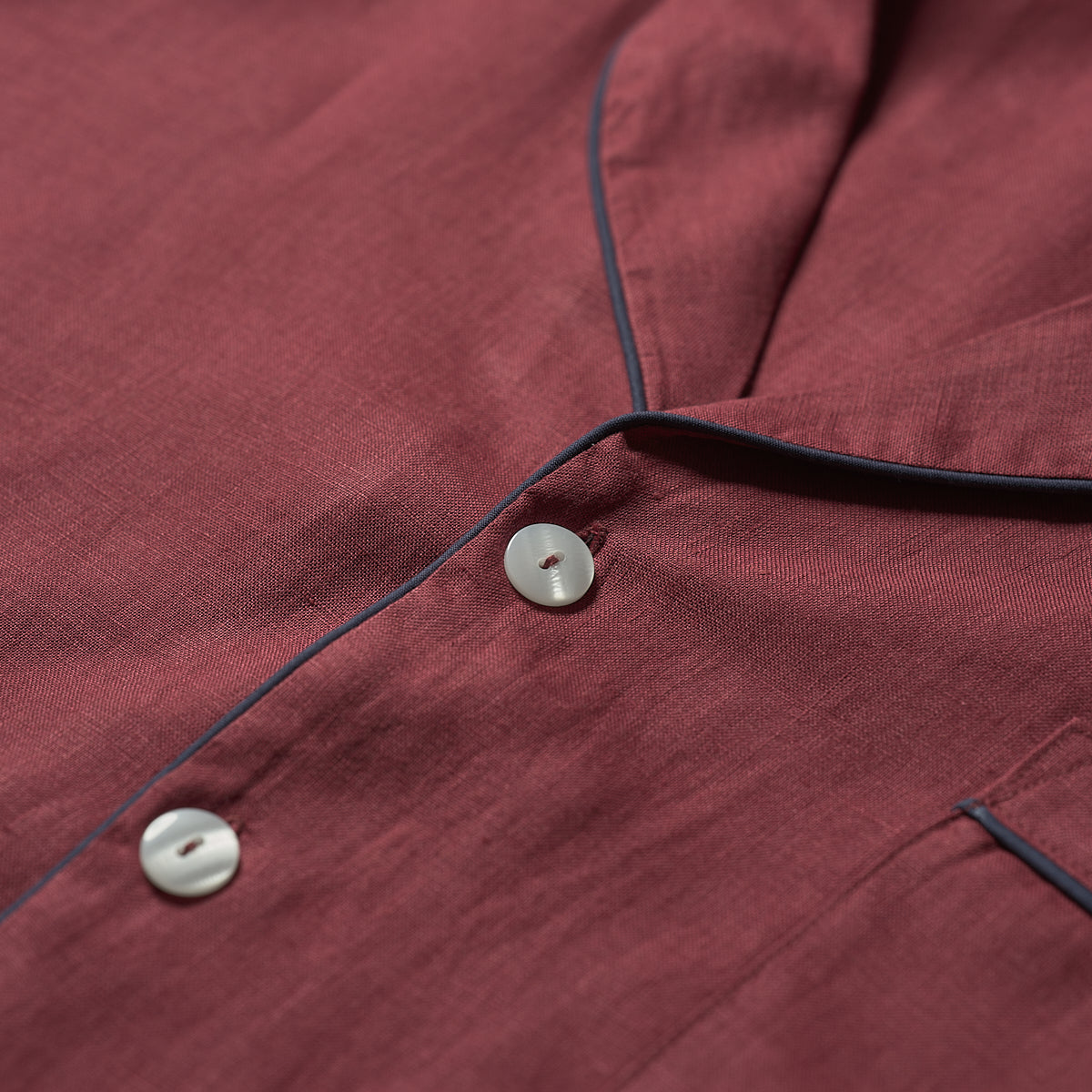Premium Men's Cherry Print Linen Pajama Shirt - Breathable Summer Sleepwear for Comfortable Nights & Lounging