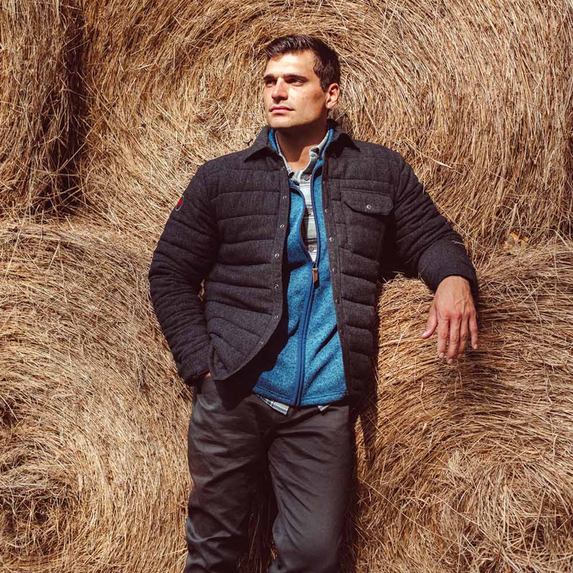 Archer Herringbone Shirt Jacket for Men - Stylish Casual Button-Up Shirt with Lightweight Comfort - Perfect for Outdoor Adventures, Date Nights & Layering in Fall/Winter