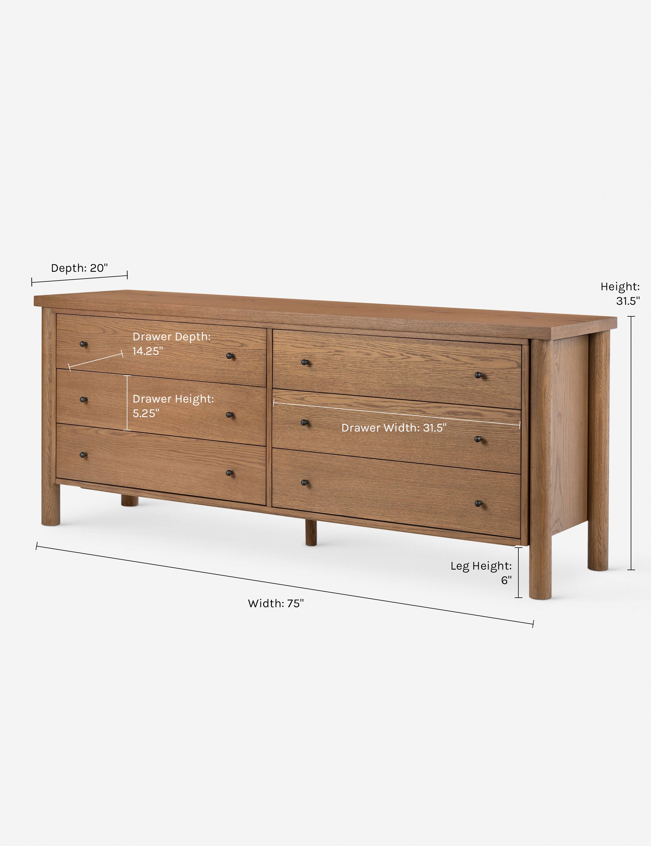 Kisner 6-Drawer Dresser for Bedroom - Modern Wooden Chest of Drawers with Mirror, Storage Organizer for Clothes, Bedroom Furniture for Home Decor