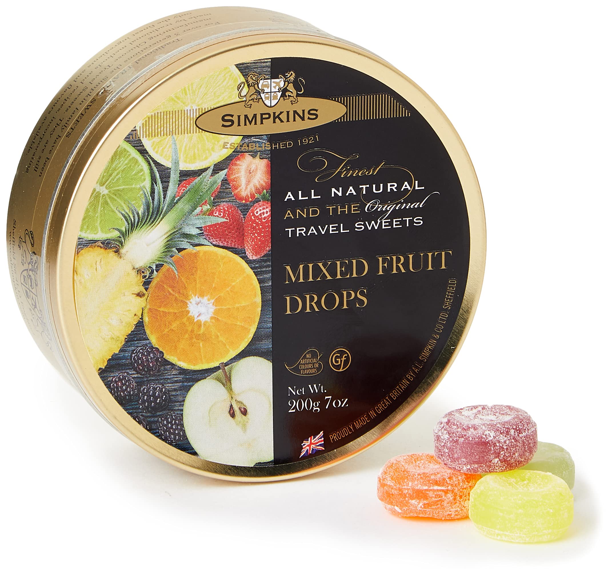 Simpkins Mixed Fruit Travel Sweets - 7 oz (200g) Tin, Pack of 6 | Delicious Candy for Road Trips, Office Snacks & Party Favors