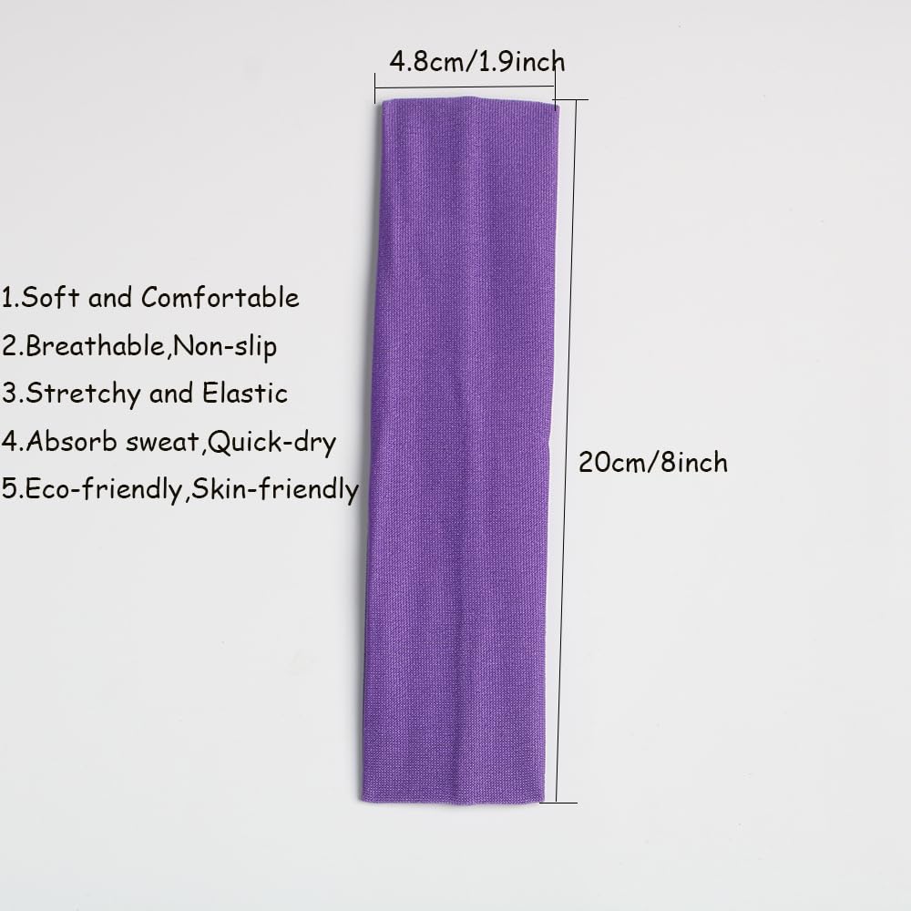 12PCS Soft Stretch Elastic Yoga Headbands for Women - Comfortable Sports Hairbands for Workouts, Running, Yoga & Daily Wear
