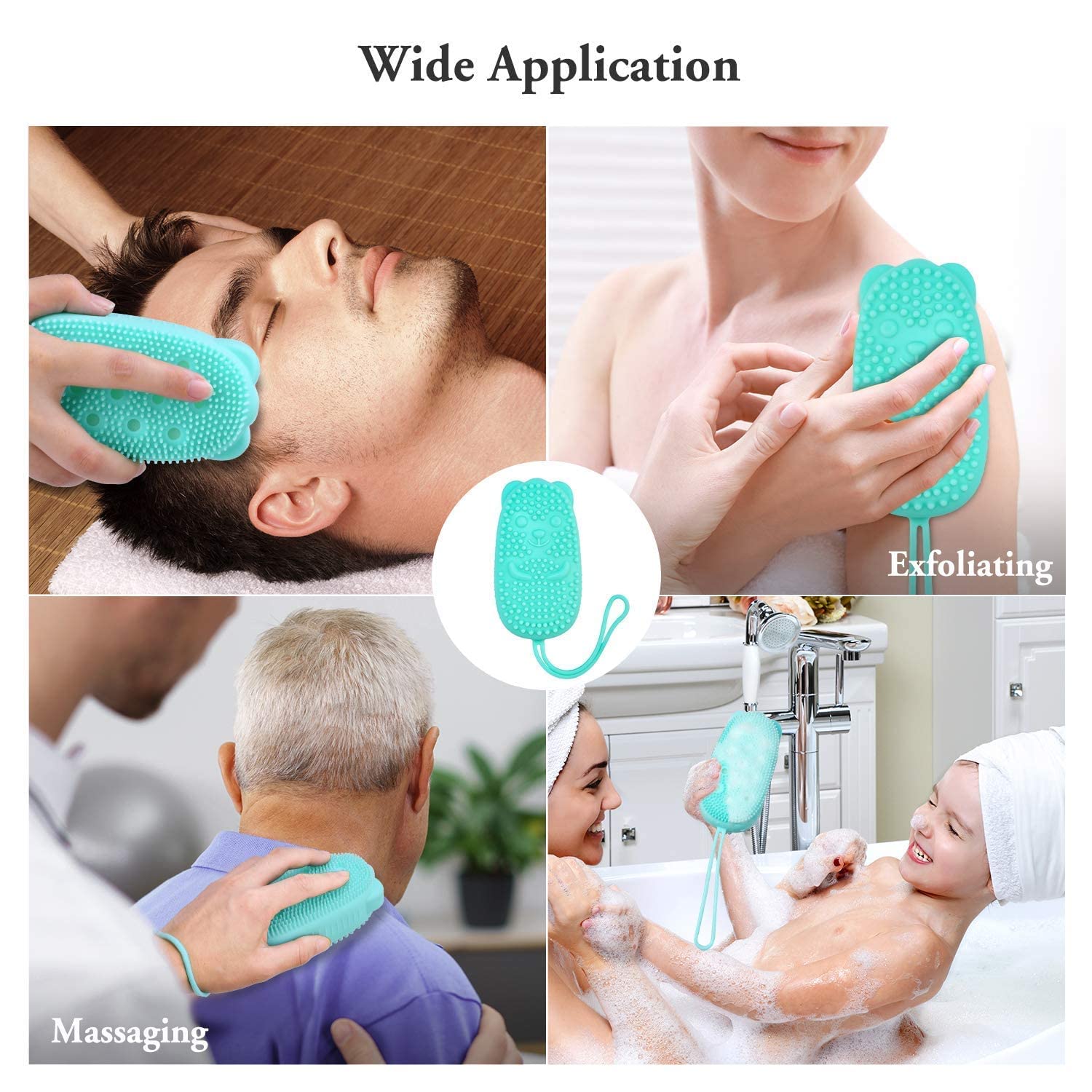 Premium Silicone Double-Sided Body Scrubber & Exfoliating Bath Brush for Women & Men - Deep Cleaning Massage Sponge for Shower & Bath - Creates Rich Bubbles - Ideal for Exfoliation & Relaxation (Pink) - Perfect for Spa Days & Self-Care Routines