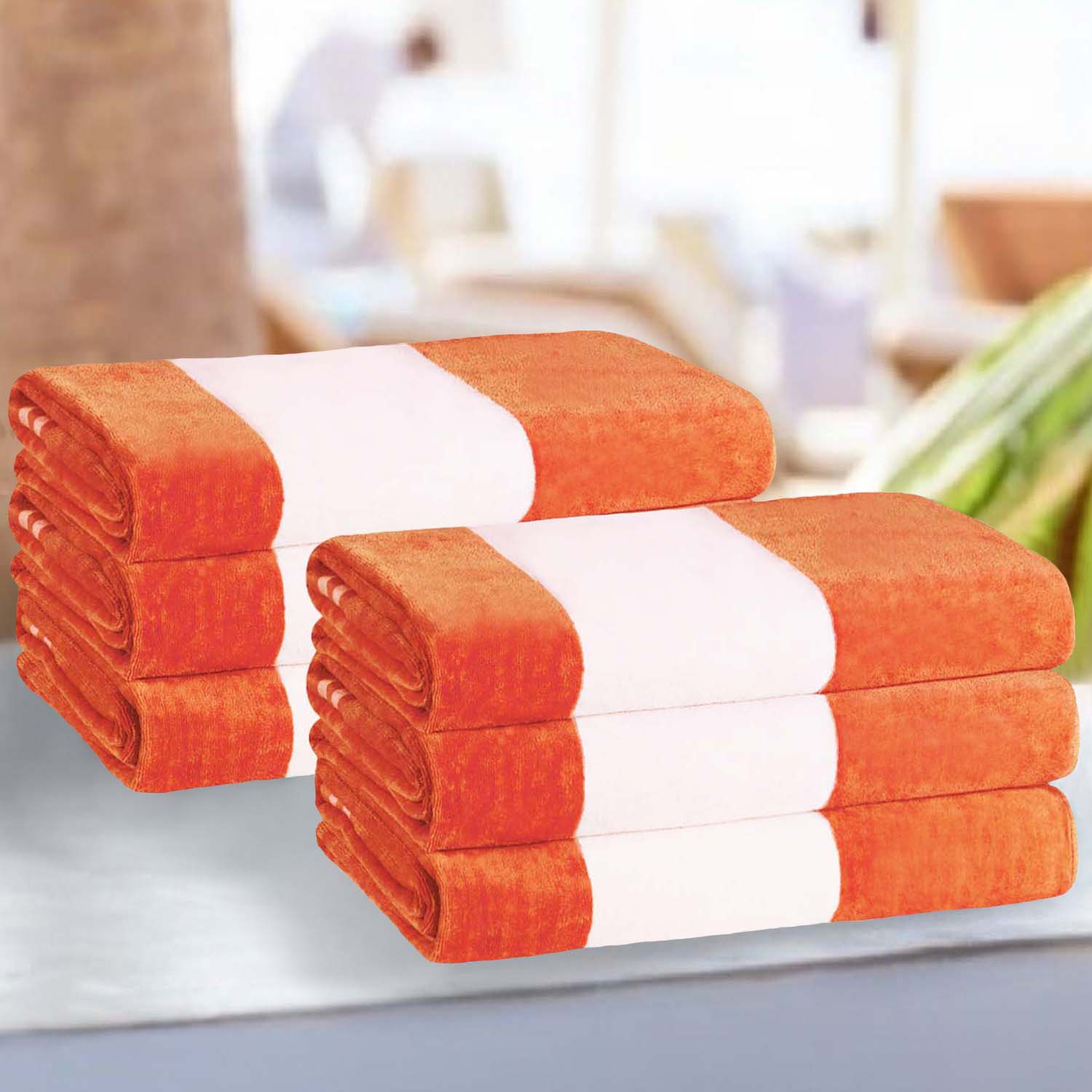 Premium Cabana Stripe Oversized Cotton Beach Towel Set of 2, 4, or 6 - Soft, Absorbent & Quick-Drying for Pool, Beach, Vacation & Spa Use