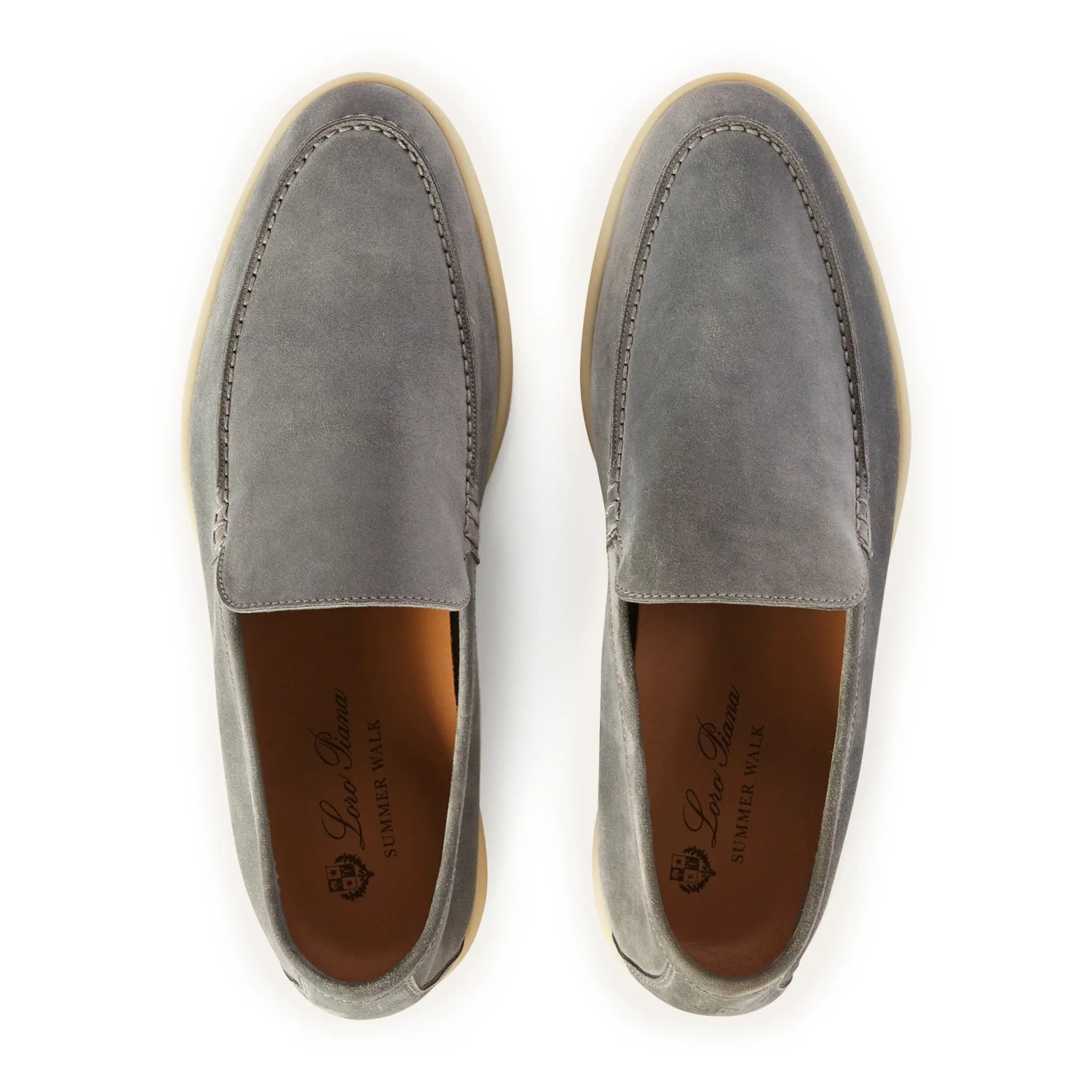 Loro Piana Summer Walk Suede Gull Grey Loafers for Men - Comfortable Casual Slip-On Shoes for Office, Travel & Daily Wear