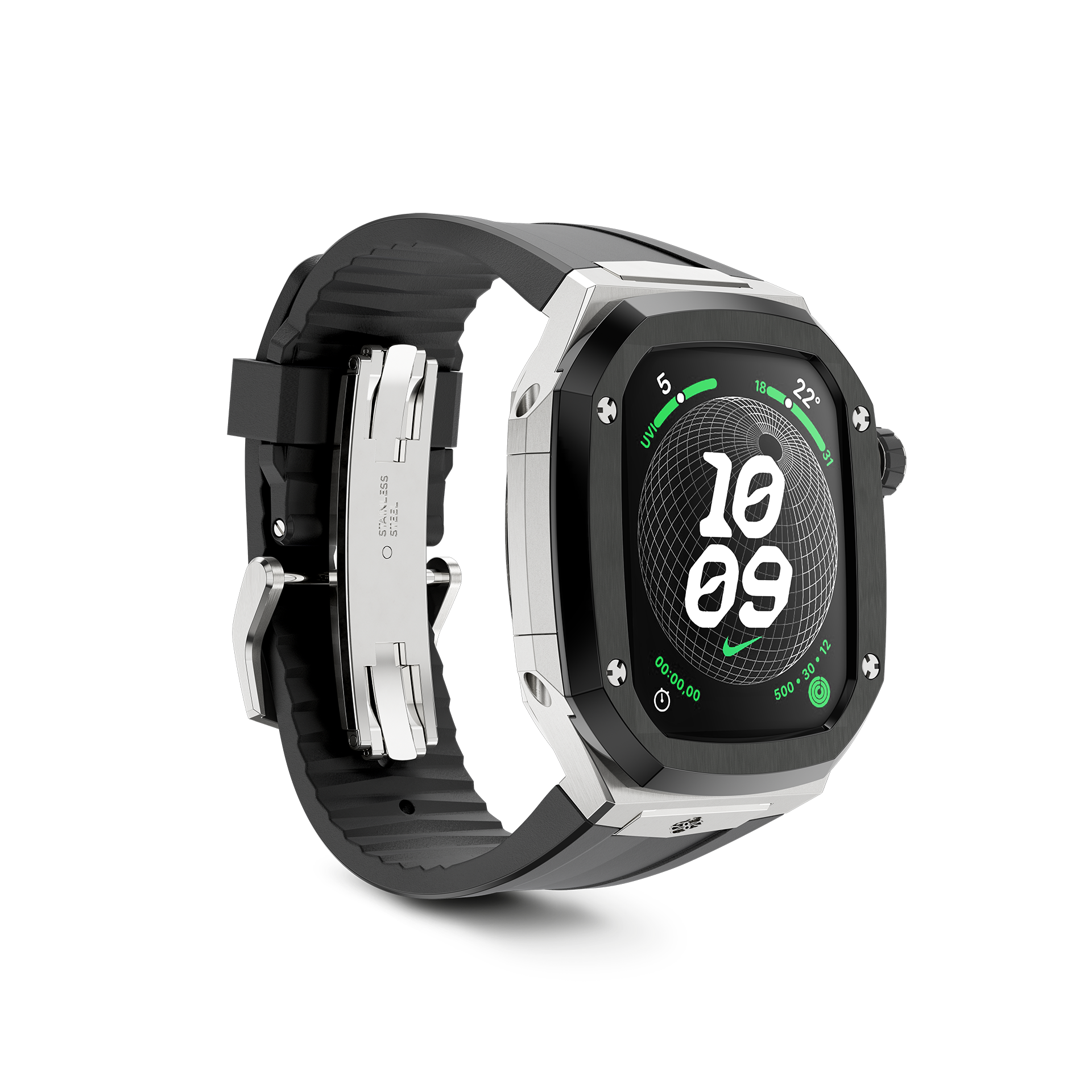 Apple Watch Case SPIII41 - Silver & Jet Black Protective Cover for Apple Watch Series 1/2/3/4/5/6/SE - Durable Slim Fit Design for Workout, Running & Daily Use