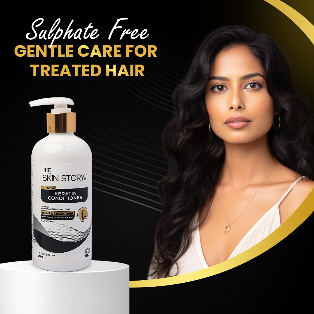 Sulphate Free Hair Conditioner for Colored & Treated Hair - Repair Split Ends & Damaged Hair with Keratin & Argan Oil - Vitamin E Enriched Moisturizing Conditioner for Women & Men (250g) - Perfect for Frizzy, Dry Hair Care & Daily Shine Protection