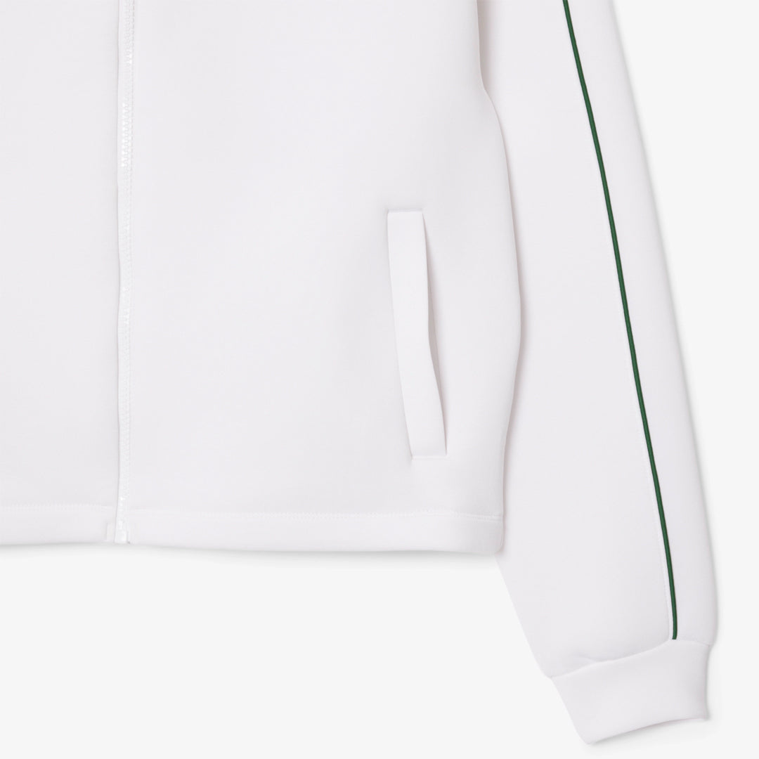 Lacoste Women's Ultra Dry Performance Hoodie - Breathable White & Green Pullover for Running, Gym & Casual Wear