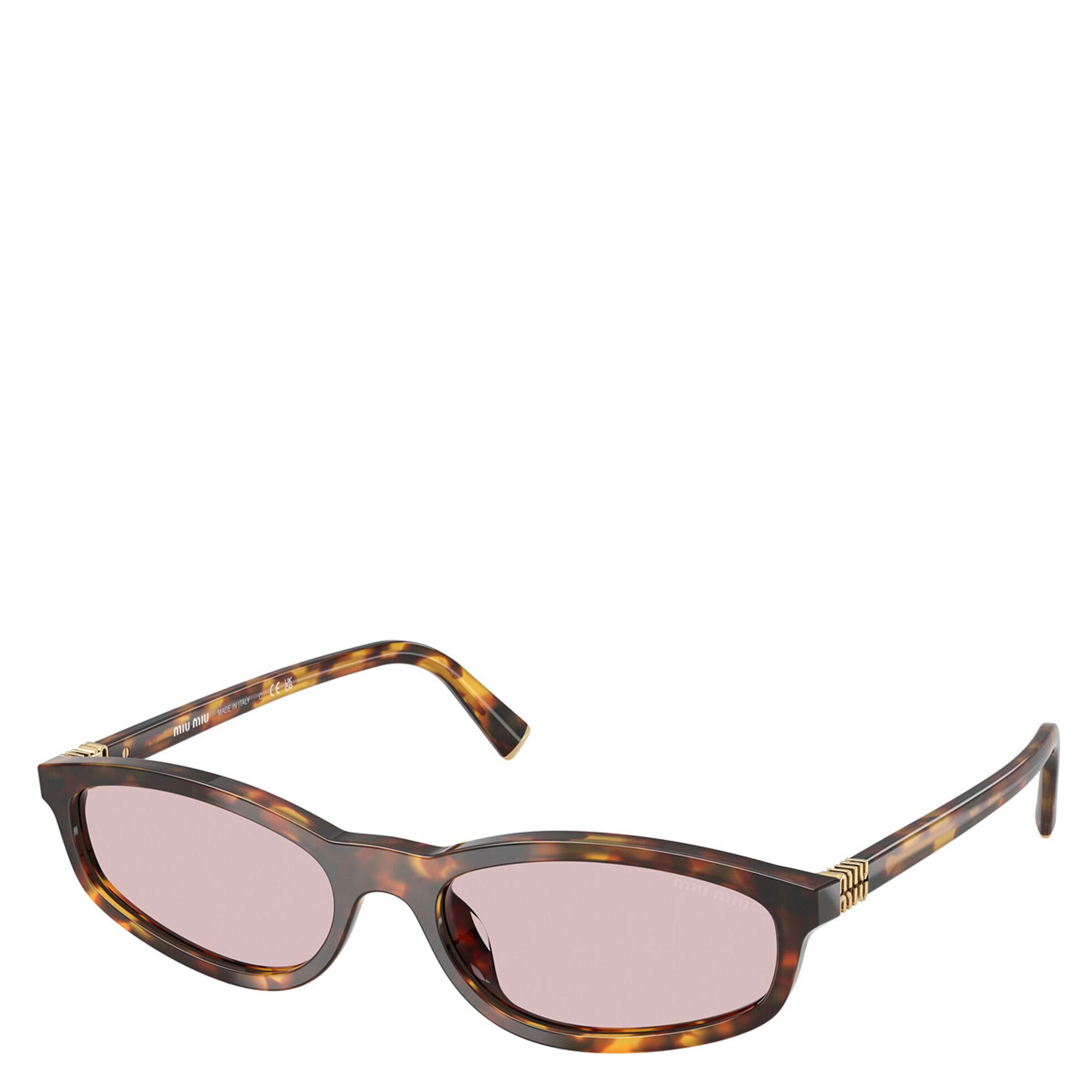 Miu Miu 0MU A06S Regard Rectangular Tilt Sunglasses in Havana/Pink Gradient - Stylish UV Protection Shades for Women, Perfect for Beach & Outdoor Fashion