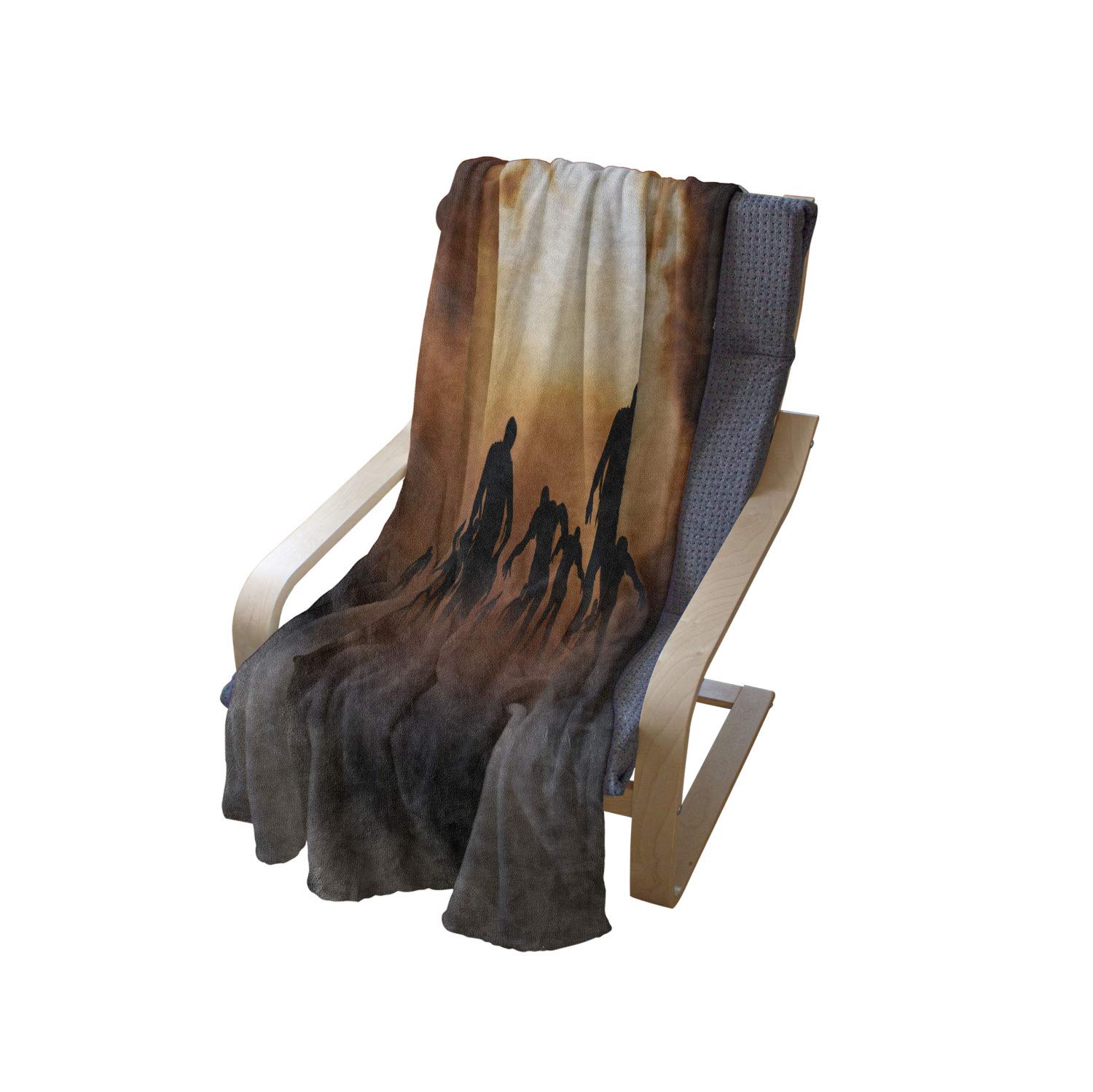 Ambesonne Halloween Zombie Print Fleece Throw Blanket - Soft Plush Flannel Blanket for Indoor & Outdoor Use, 70
