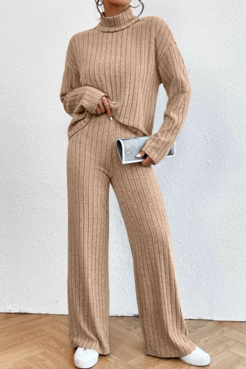 Stylish Mock Neck Top and Pants Set for Women - Trendy Casual Outfit for Work, Date Night & Everyday Wear