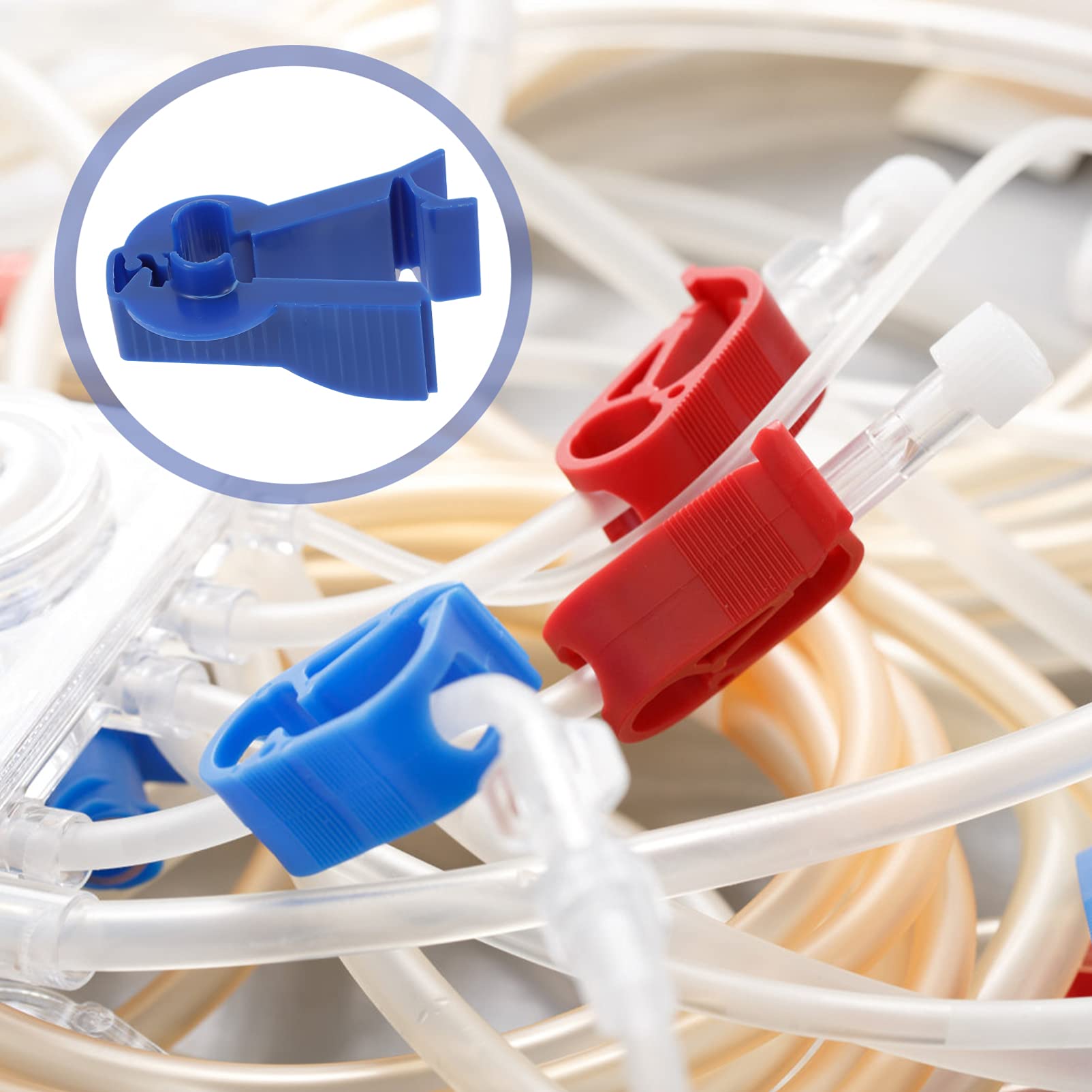 3pcs Peritoneal Dialysis Flow Control Clips - Medical Grade Tubing Clamps for Dialysis Bags | Blue PD Accessories for Home & Clinical Use