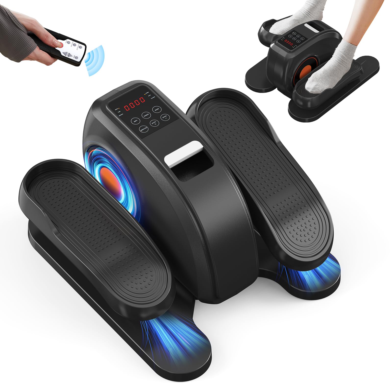 Compact Under Desk Elliptical Machine - Quiet Mini Pedal Exerciser with Adjustable Resistance & LED Display - Home Office Workout Equipment for Leg & Arm Exercise While Sitting (Ideal for Small Spaces, Work from Home & Sedentary Lifestyles)