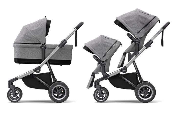 Thule Sleek Double Stroller - Lightweight Compact Baby Jogging Stroller for Twins, All-Terrain Wheels & Adjustable Canopy | Perfect for Running, Hiking & City Walks
