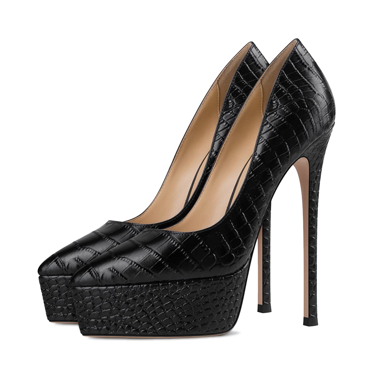 YDN Women's Pointed Toe Stiletto High Heel Pumps - Snake Print Slip-On Party Shoes for Wedding, Evening Dress & Special Occasions (US Size 4-15)