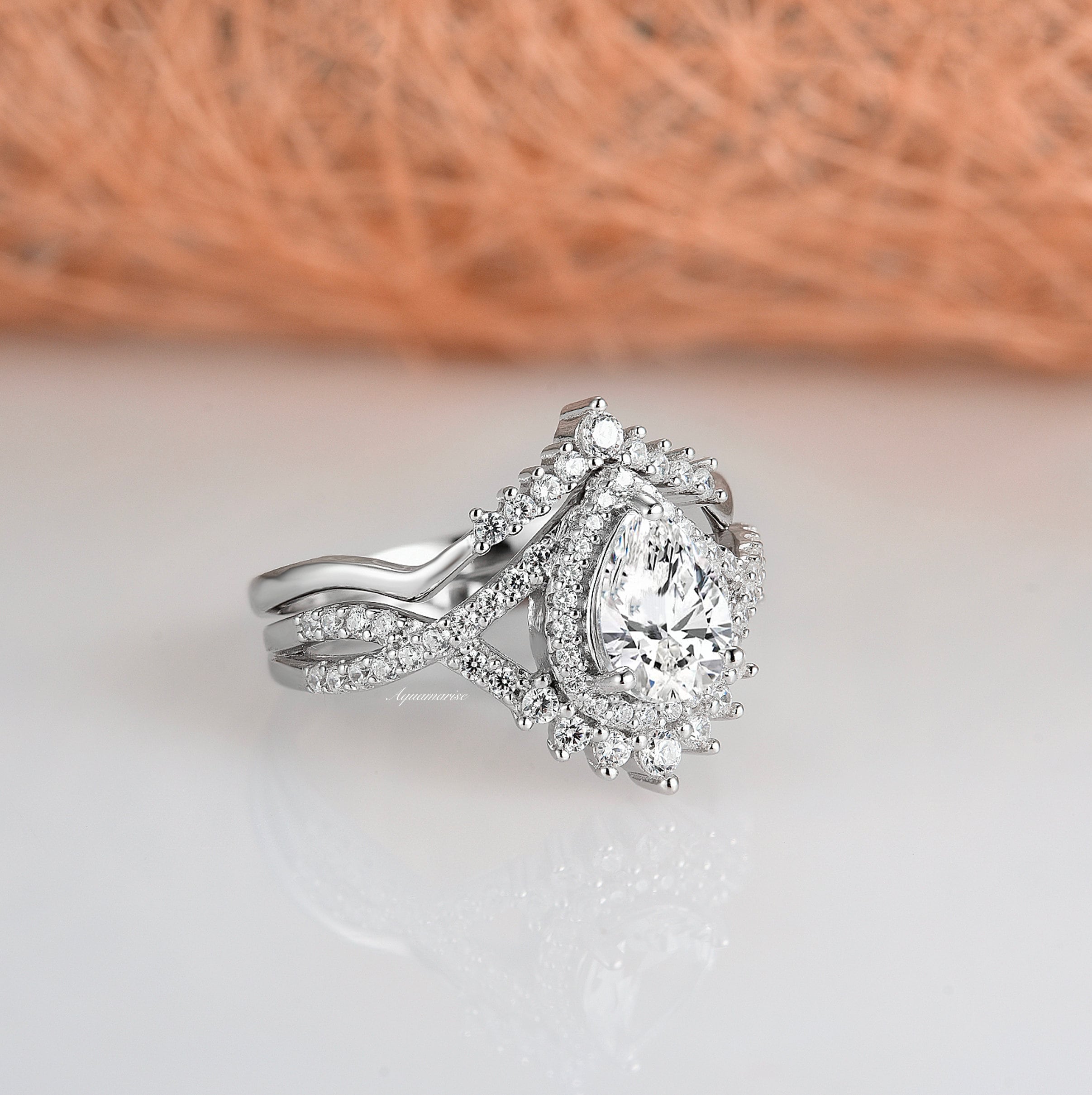 Harper White Sapphire Ring Set - Sterling Silver Jewelry for Women, Elegant Wedding & Engagement Ring Set, Perfect Gift for Her | Anniversary, Proposal, Valentine's Day