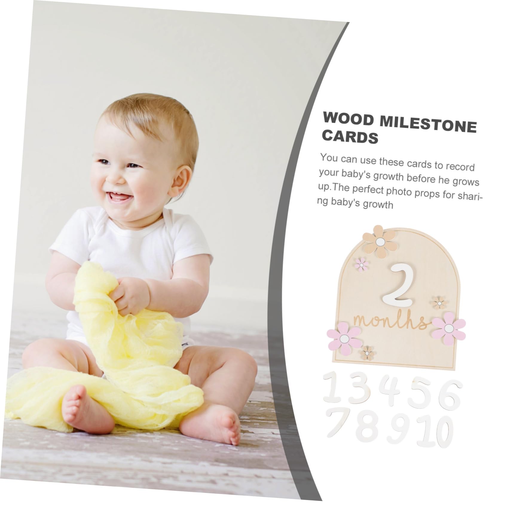 VICASKY Baby Milestone Cards - Wooden Monthly Growth Photo Props for Newborns, First Year Keepsake Frame - Perfect for Baby Showers, Birth Announcements & Nursery Decor