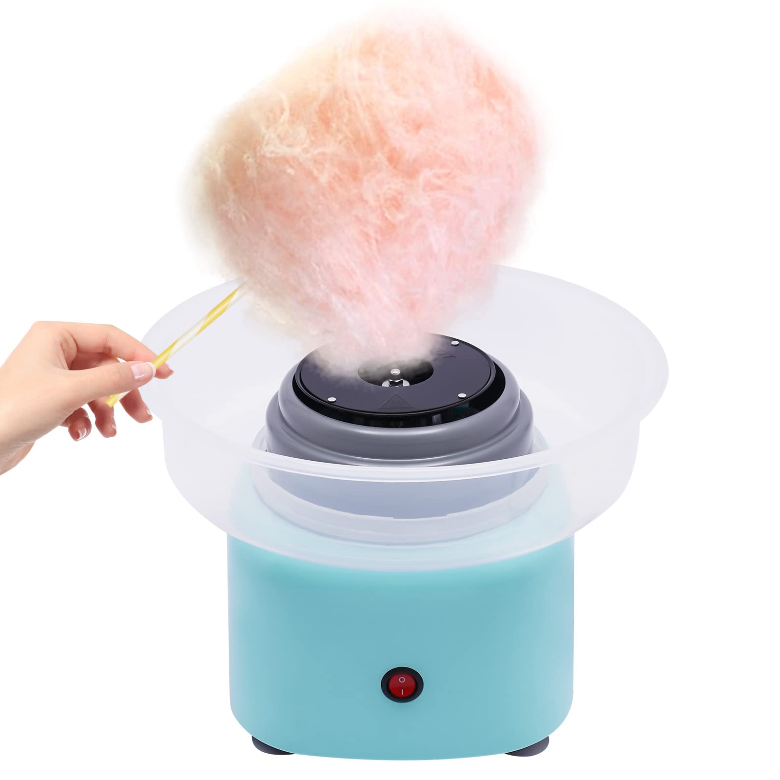 Blue Cotton Candy Machine for Home - Fast Heating Electric Candy Floss Maker with Splash Prevention Bowl, Sugar Scoop & Candy Sticks - Easy to Use for Parties, Events & Family Fun