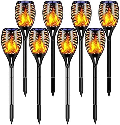 12 LED Solar Garden Lights with Twilight to Dawn Sensor - Flickering Flame Torch for Outdoor Backyard, Lawn, Terrace & Courtyard | Weatherproof Solar Powered Decoration for Patio, Pathway & Landscape Lighting