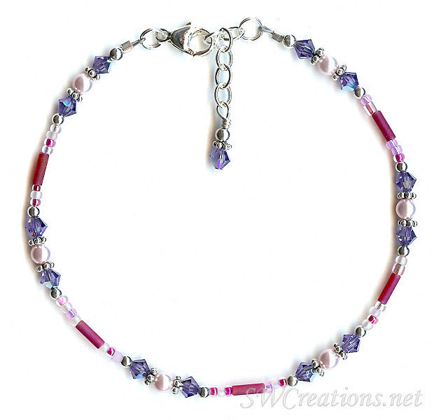 Tanzanite Sugar n Spice Bali Anklet - Handmade Sterling Silver Adjustable Ankle Bracelet for Women | Boho Beach Wedding Vacation Jewelry Gift