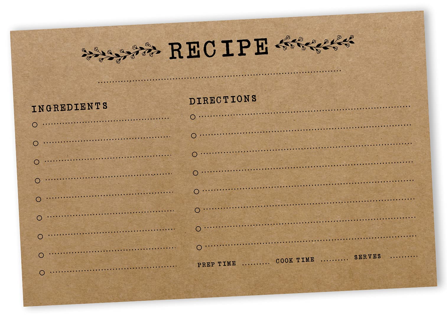 6x4 Inch Classic Kraft Recipe Cards - Single-Sided Recipe Design for Wedding, Bridal & Baby Showers - Pack of 50 - Perfect for Organizing Family Recipes, Gift Giving & Kitchen Decor