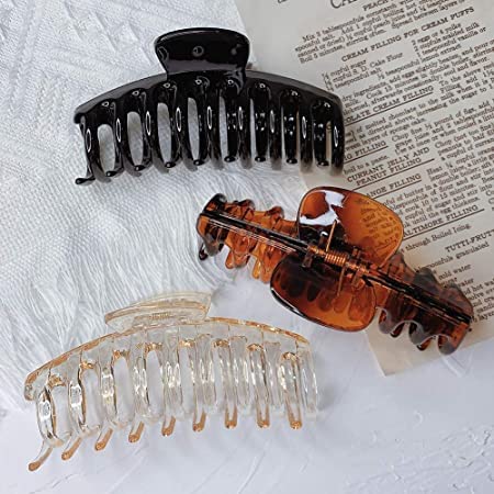 3 Pack Large Hair Claw Clips for Thick Hair - Non-Slip Strong Hold Jumbo Hair Clips, French Design Hair Accessories for Women & Girls - Perfect for Updos, Ponytails & Everyday Styling