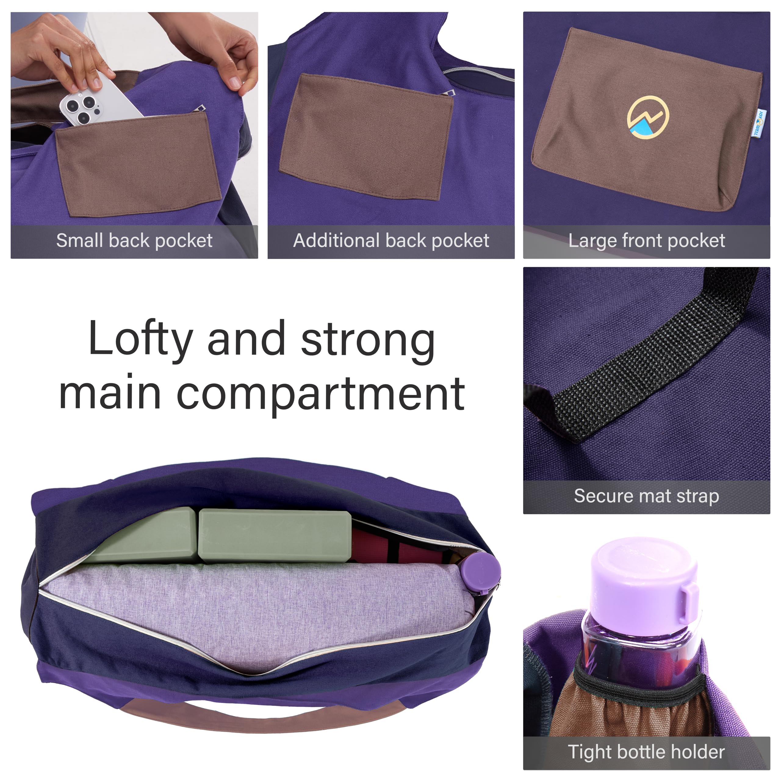 JoYnWell Large Yoga Mat Bag Carrier for Men & Women - Stylish Tote with 4 Pockets | Durable Yoga Mat Bag Fits All Accessories | Lightweight & Easy to Carry (30 Inch) - Perfect for Yoga Class, Gym, Travel & Outdoor Activities