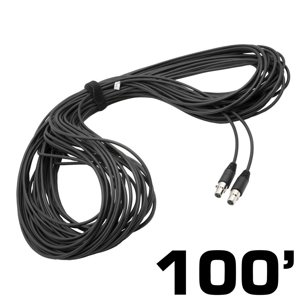100 FT 3-Pin to 3-Pin Straight Audio Cable for H85 Linkable Headsets - Professional Studio & Live Performance Headset Extension Cord