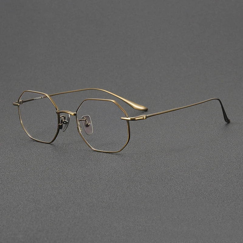 Stylish Unisex Black Titanium Polygon Flat Top Full Rim Eyeglasses 4174 - Perfect for Work, Reading & Fashion Accessories