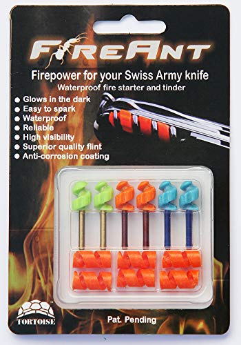 FireAnt 6 Pack - Waterproof Fire Starter & Tinder Kit for Camping, Survival, Hiking - Compatible with Swiss Army Victorinox Knives (Variety Pack - 2 of Each) - Perfect for Outdoor Adventures & Emergency Preparedness